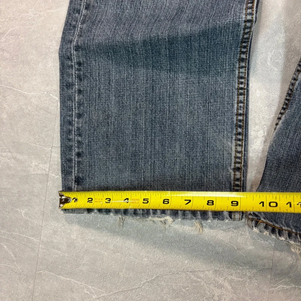 Levis 559 Relaxed Straight Jeans Mens 38x32 Medium Wash Distressed Blue Denim